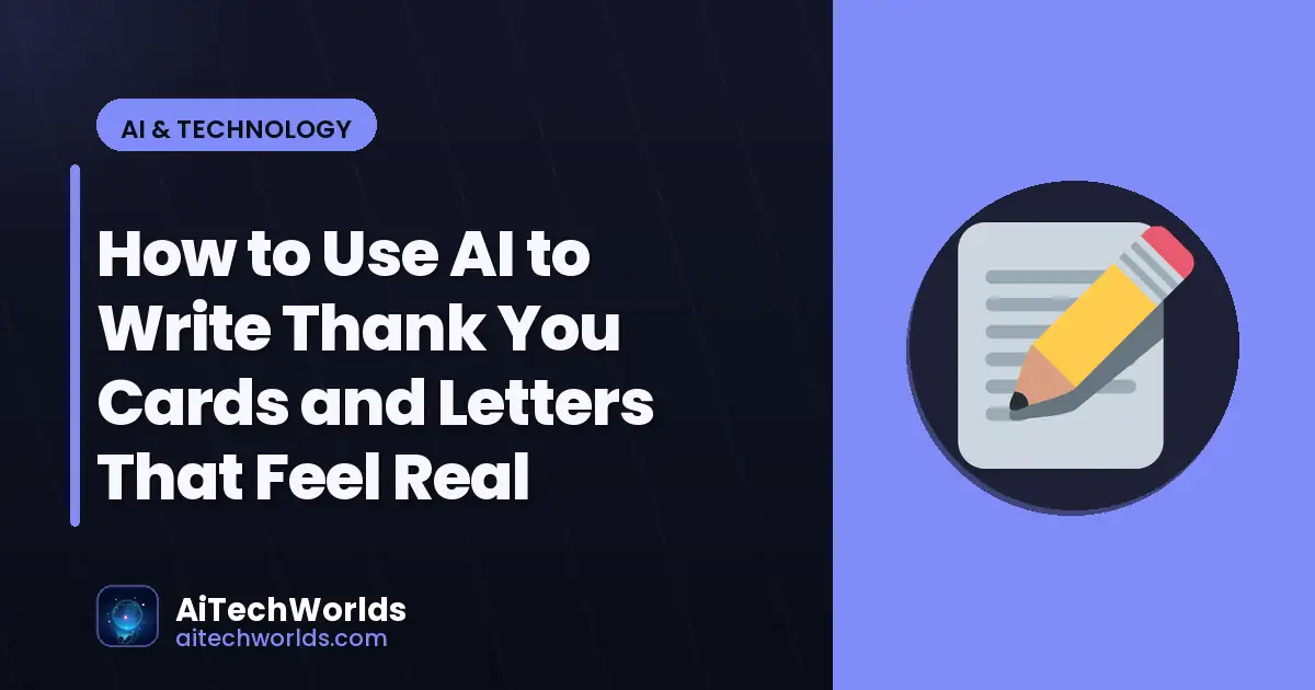 AI writing assistant on laptop screen with text — how to use ai to write thank you cards and AI thank you letter