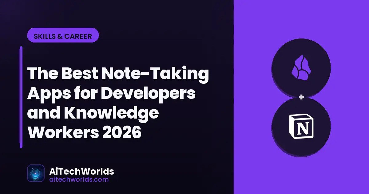 productivity workspace with laptop and planner — best note taking apps developers 2026