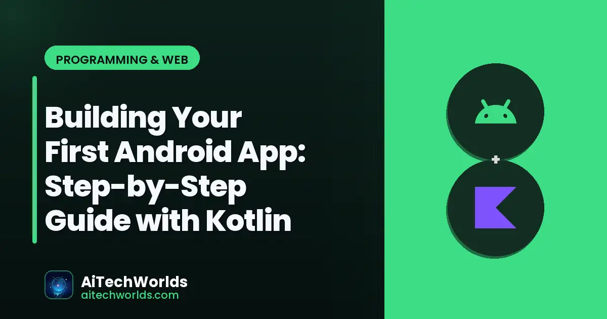 Android smartphone showing app development screen with Google Android logo