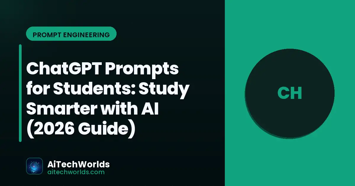 student studying with laptop and books using ChatGPT AI prompts