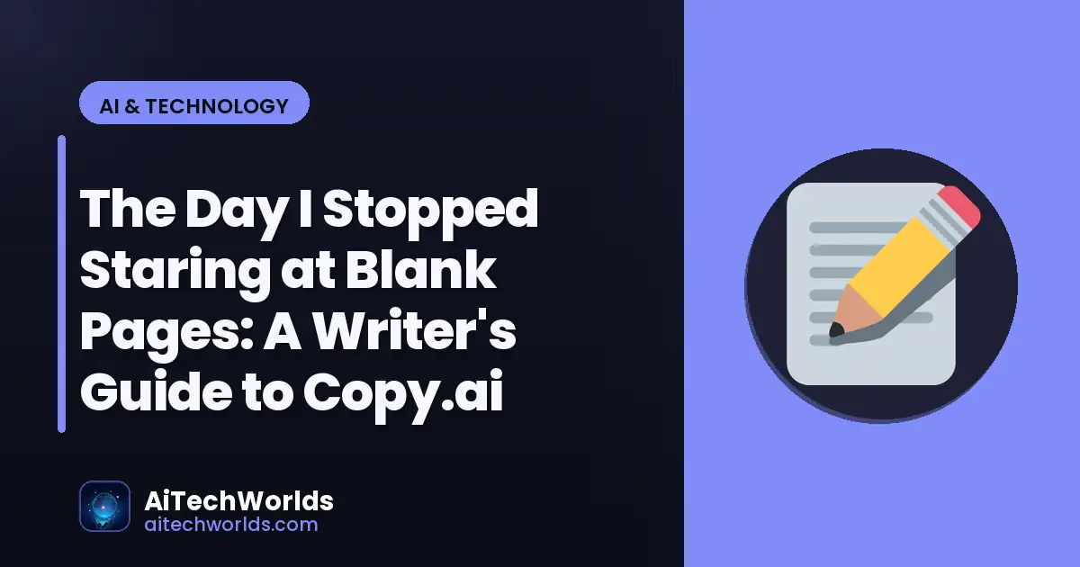 AI writing assistant on laptop screen with text — the day i stopped staring at blank pages copy ai