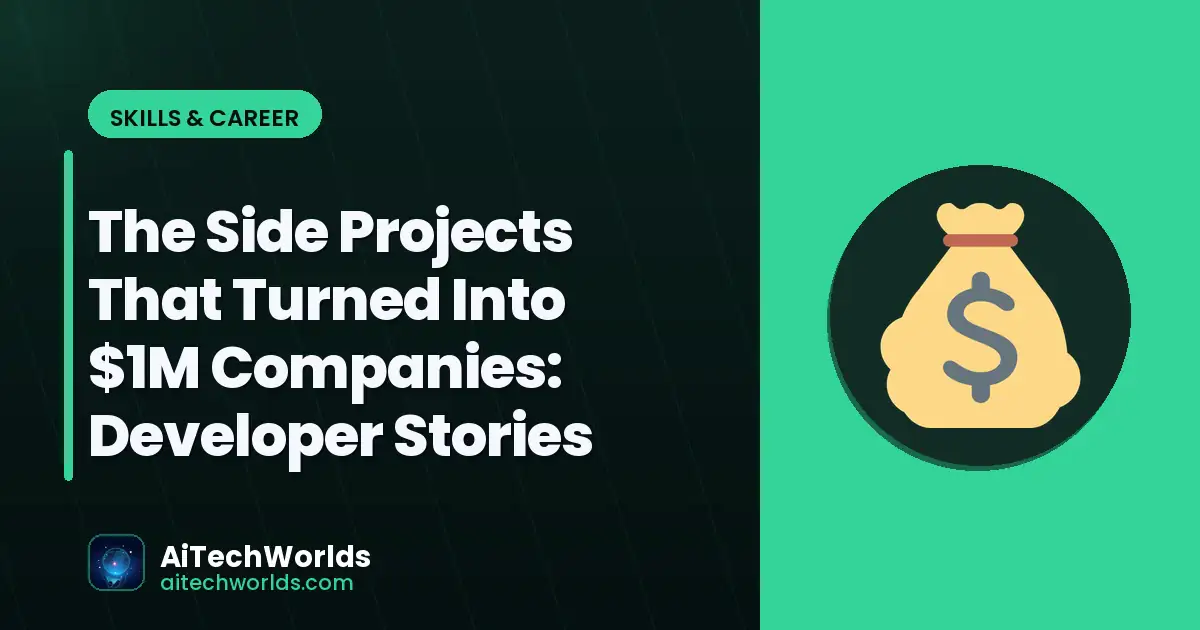 tech professional at desk with career development — the side projects that turned into 1m companies developer side