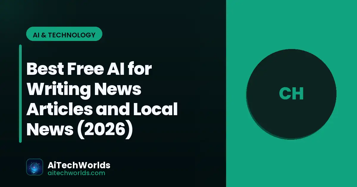 AI writing assistant on laptop screen with text — best free ai for writing news articles and local free AI news writer