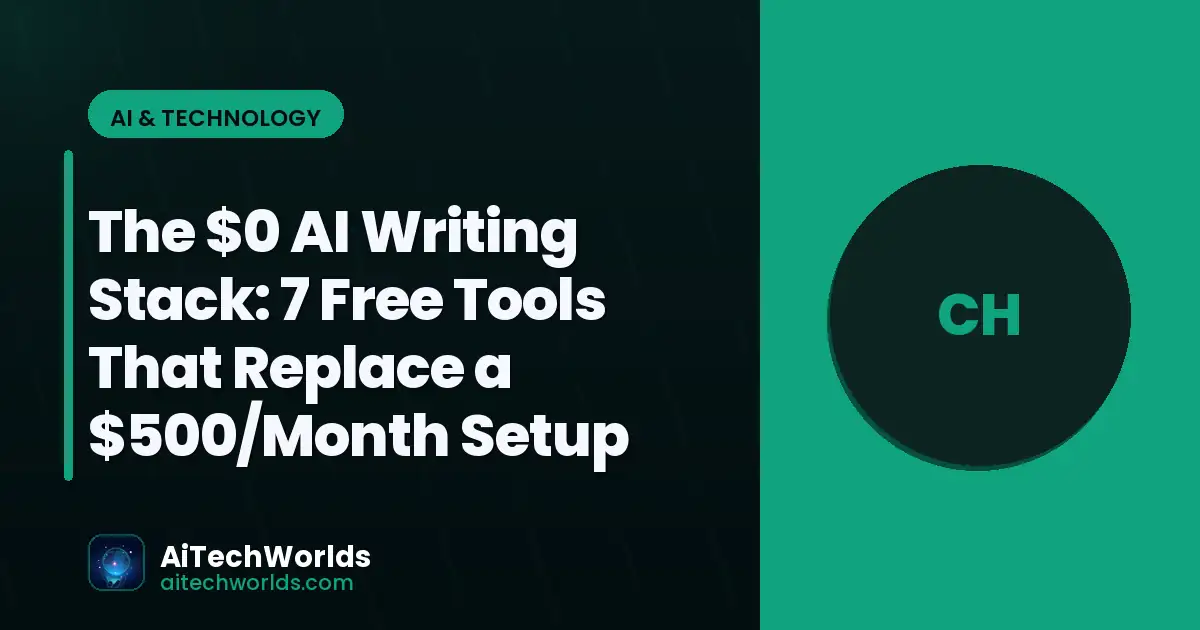 AI writing assistant on laptop screen with text — the 0 ai writing stack free ai writing tools