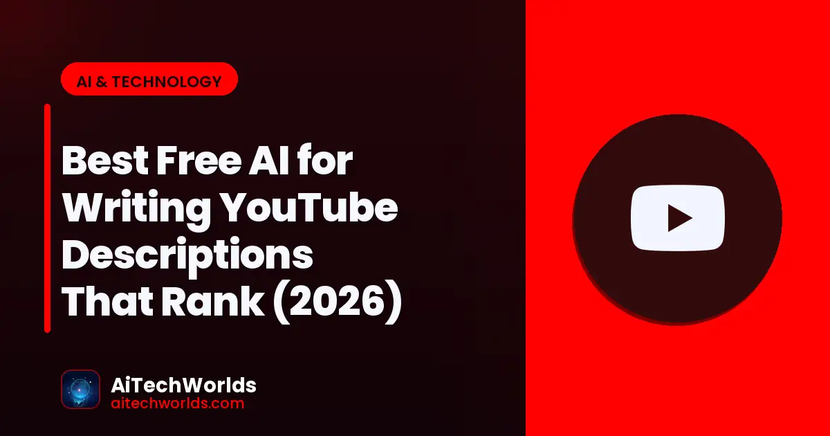 AI writing assistant on laptop screen with text — best free ai for writing youtube descriptions free AI YouTube description