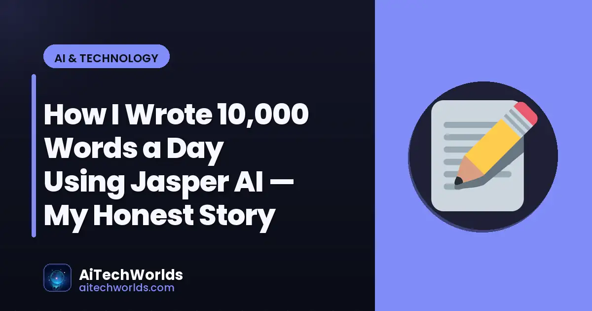 AI writing assistant on laptop screen with text — how i wrote 10000 words a day using jasper ai  my