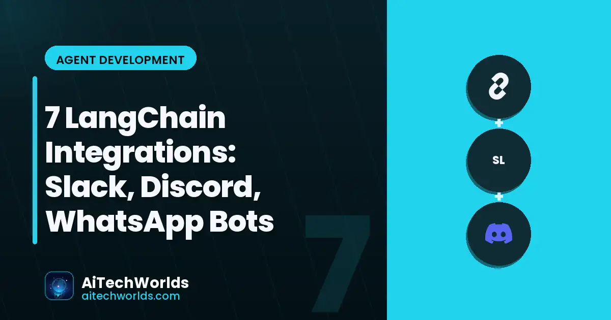 messaging app bot integration on developer screen — LangChain Slack Discord WhatsApp chatbot