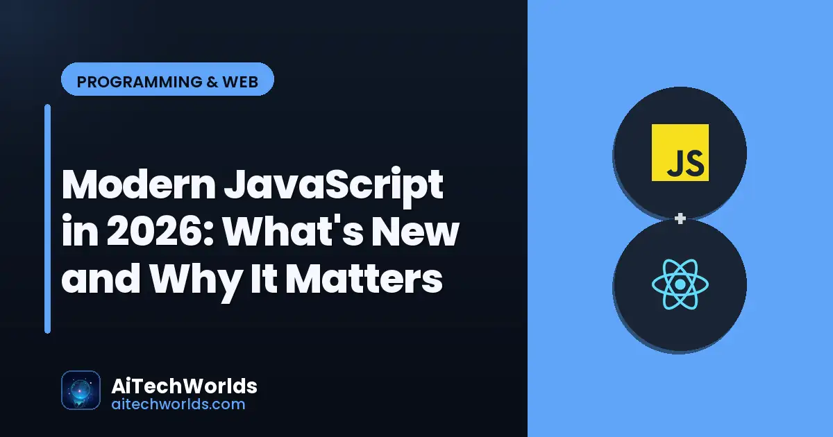 JavaScript React code editor on dark screen — modern javascript in 2026 modern javascript 2026
