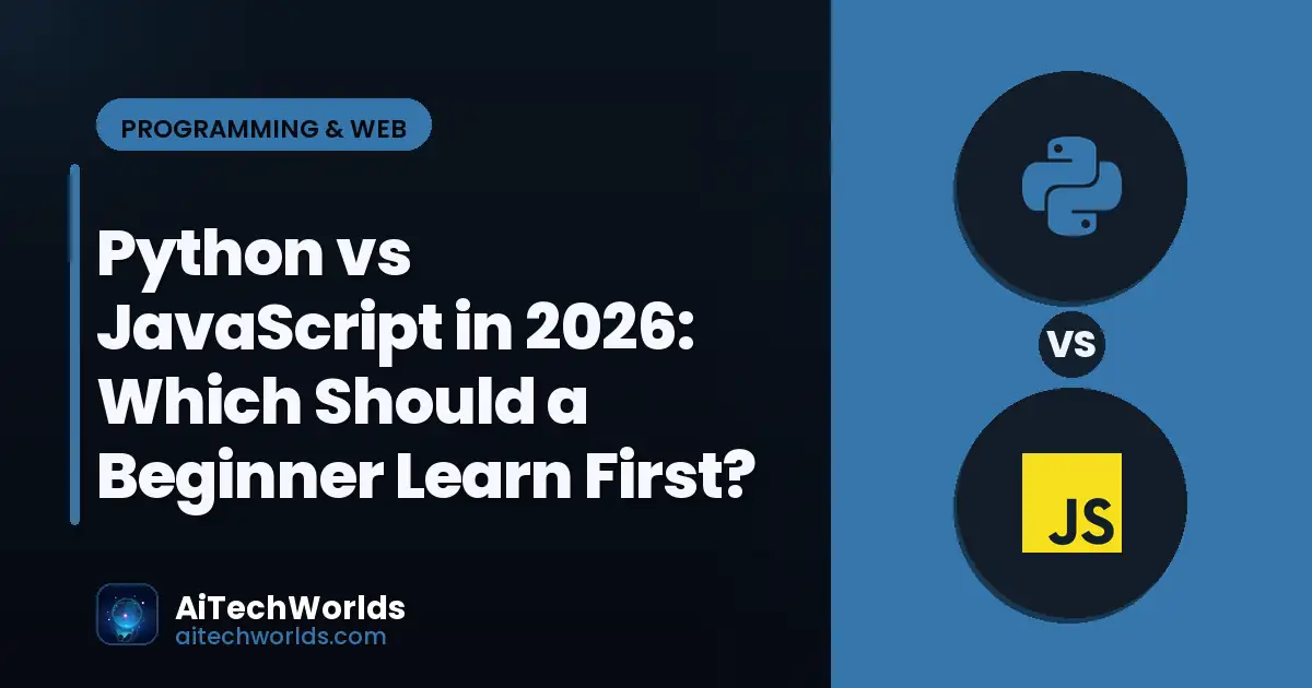 Python code editor with script on monitor — python vs javascript in 2026 python vs javascript 2026