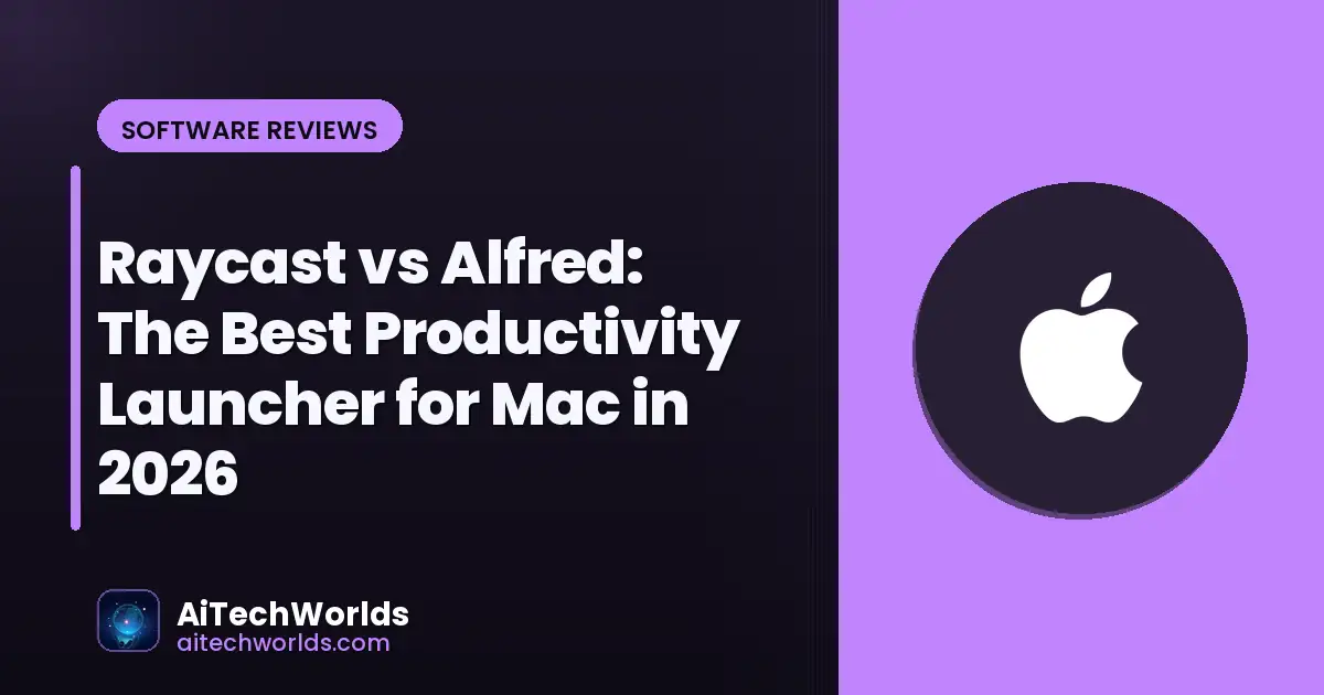 MacBook with productivity app launcher interface on the screen