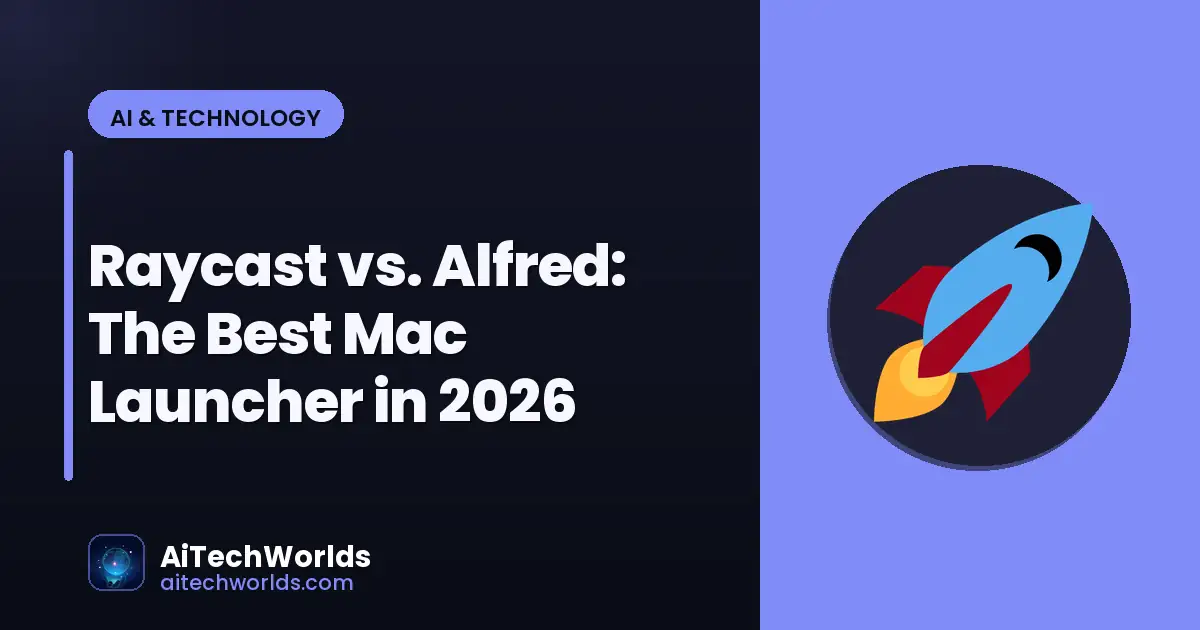 software application comparison on desktop screen — raycast vs alfred