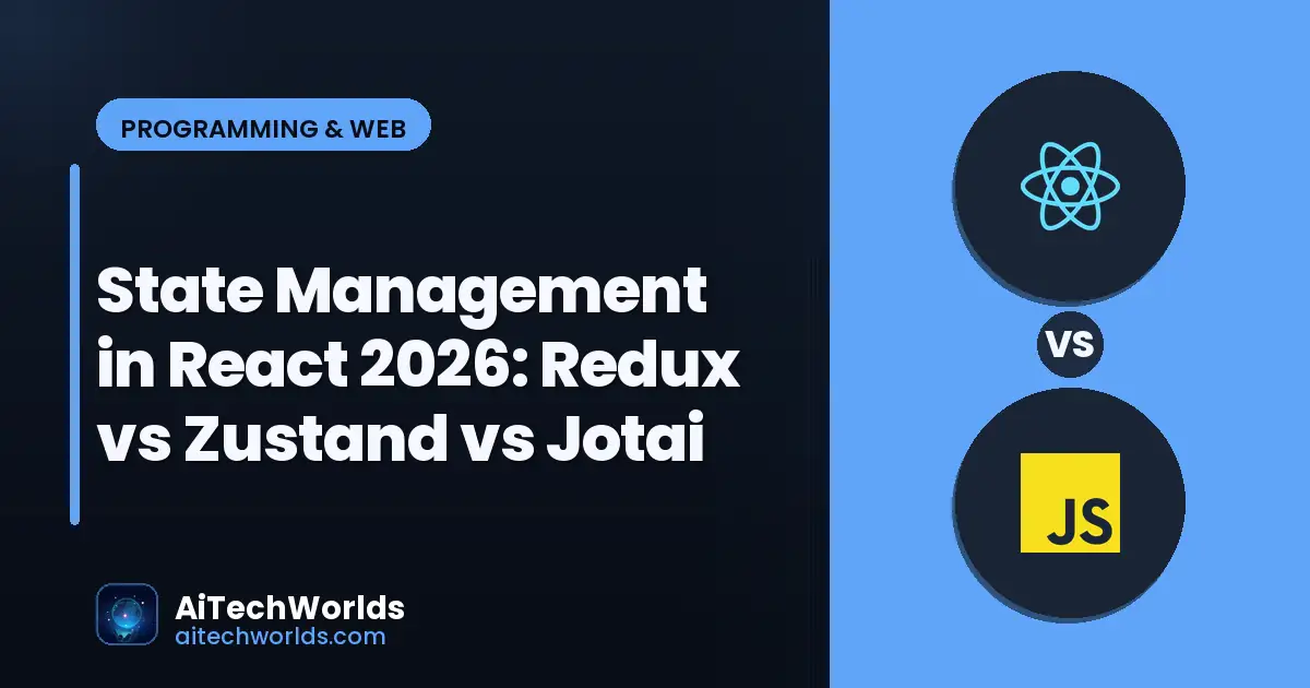 JavaScript React code editor on dark screen — state management in react 2026 react state management