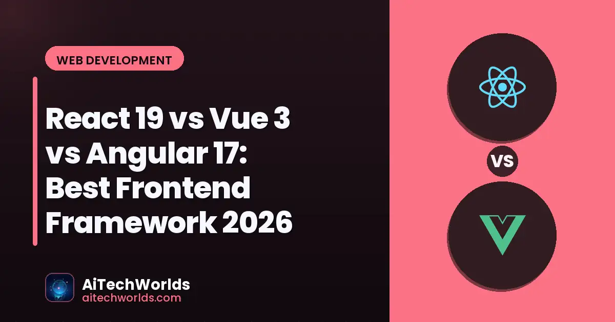 React Vue Angular framework logos on developer screen — frontend framework comparison 2026