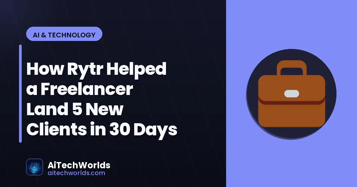 AI writing assistant on laptop screen with text — how rytr helped a freelancer land 5 new clients