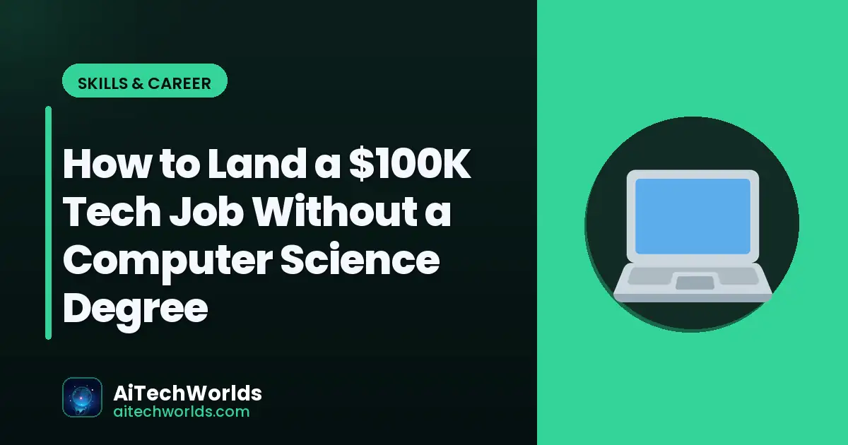 tech professional at desk with career development — how to land a 100k tech job without a computer tech job no degree