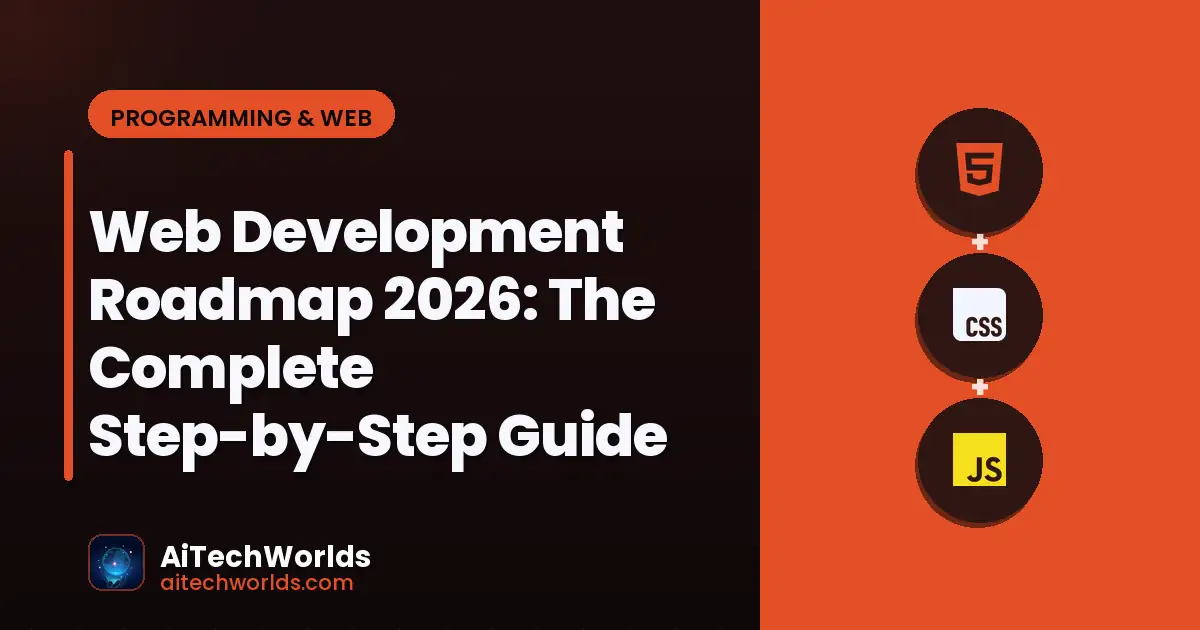 web development code editor with HTML CSS files — web development roadmap 2026 webdev