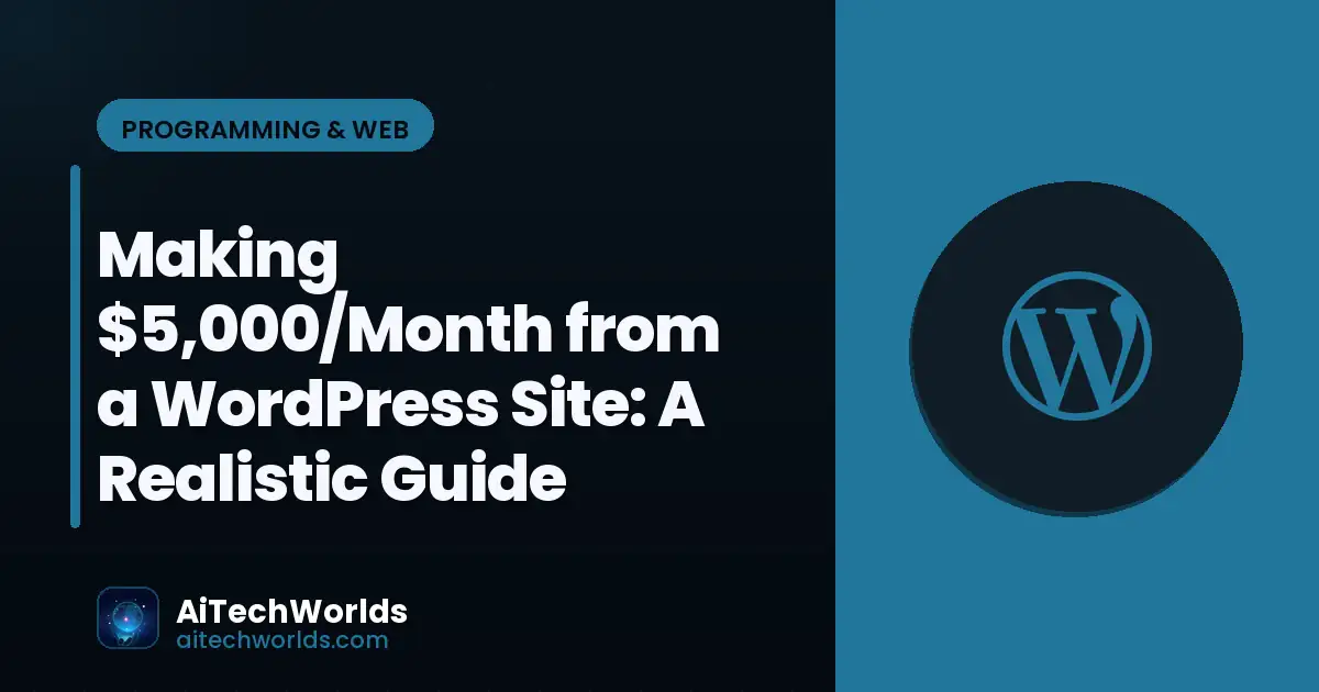 WordPress website dashboard on laptop screen — making 5000month from a wordpress site wordpress income 2026