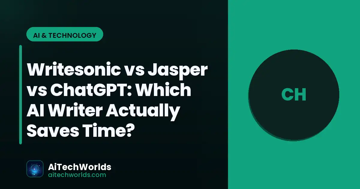 AI writing assistant on laptop screen with text — writesonic vs jasper vs chatgpt