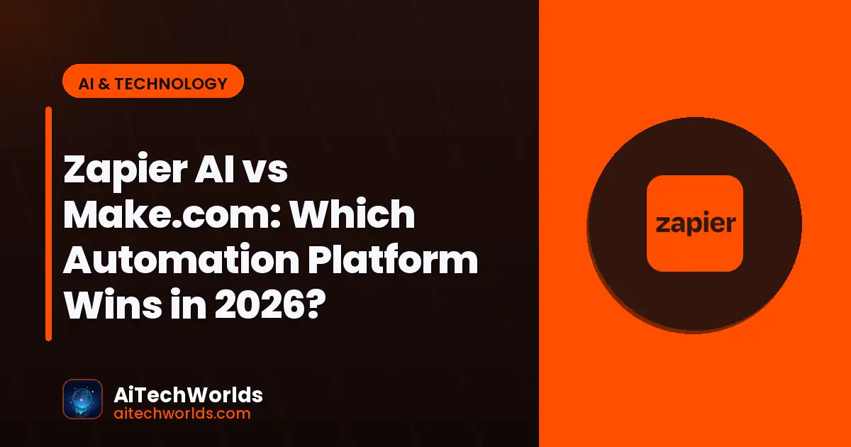 AI business automation tools on office laptop — zapier ai vs makecom zapier ai review